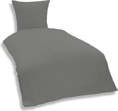 Produktbild von Uni Bettwäsche 135x200 cm grau Einfarbig Renforce Baumwolle Garnitur