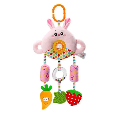 Produktbild von Weiche Baby-Rassel mit Beißring, Greifspielzeug für Neugeborene, sensorisches Lernspielzeug, Rosa