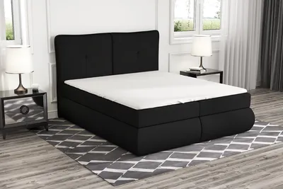 Produktbild von Boxspringbett HEDIN 140 x 200 mit 2 Bettkästen, Bonell-Matratze und Topper. Farbe: Schwarz