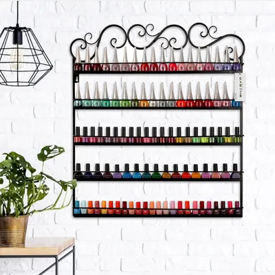 Produktbild von 5 tier Metall Herz Nagellack Organizer Wandregale Aromatherapie und ätherischen Ölen Regal Lippenstiftständer Aufbewahrung (Schwarz)