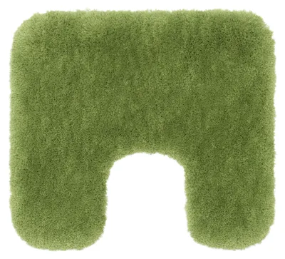 Produktbild von GÖZZE Deluxe extra weicher Hochflor Badteppich mit Ausschnitt rutschfester Mikrofaser-WC-Vorleger Dunkelgrün 50 x 45 cm