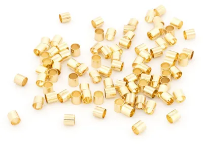 Produktbild von Vintageparts Quetschperlen Messing Goldfarben 2,5 x 2,5 mm 100 Stück