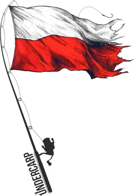 Produktbild von Aufkleber Polnische Flagge mit Angelrute, selbstklebend, wetterbeständig, 5,64x8,00 cm, konturgeschnitten