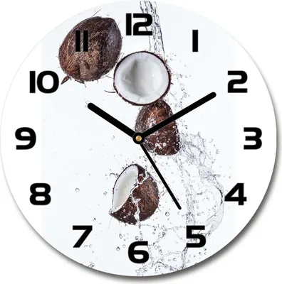 Produktbild von Wanduhr aus Glas 30fi Glasbild Glasuhr Gehärtetes Glas - schwarze-zeiger - Coconut with water