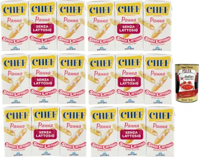 Produktbild von Parmalat Chef Panna Senza Lattosio, Laktosefreie Kochcreme Glutenfrei 6x (3x 125ml) Sauce zum Kochen + italian Gourmet polpa 400g