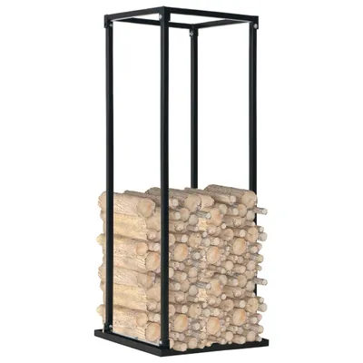 Produktbild von vidaXL Brennholzregal mit Boden Schwarz 37 x 37 x 113 cm Stahl