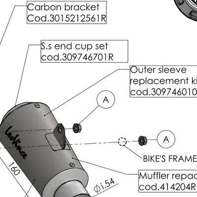 Immagine prodotto di Guarnizione per marmitta LeoVince in carbonio, codice OEM 3015212561R, compatibile con Yamaha R3 e MT03