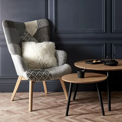 Image de Fauteuil - HOME DECO FACTORY - Helsinki - Patchwork - Confortable - Gris