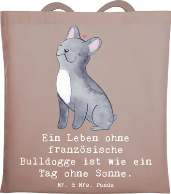 Produktbild von Mr. & Mrs. Panda Tote Bag Französische Bulldogge - Braun Pastell - Geschenk, Hunde, Tag ohne Sonne, Schultasche, Hunderasse, Jutebeutel, Laptoptasche, Spruch, Tasche