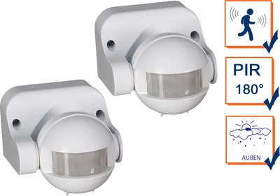 Produktbild von 2er Set 180 Grad PIR Bewegungsmelder für Außenbereich Sensor für Lampen & Alarme