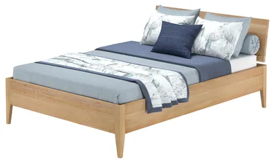 Produktbild von Metallfreies Doppelbett aus Buchenholz konische Füße 140x200 mit wählbaren Zubehör V-60.94-14ohne Zubehör