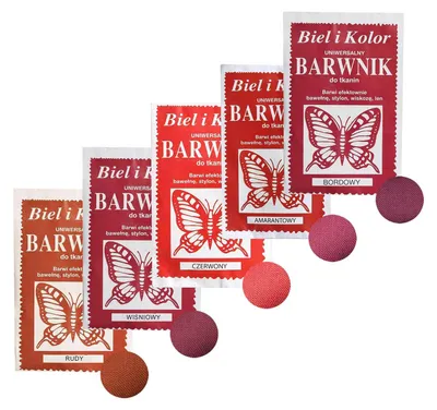 5 x 10g Batikfarbe Textilfarbe Stofffarbe Farbmix Rottöne