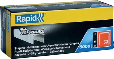 Image de Agrafes RAPID 53, 6 mm, pour agrafeuse, pack de 5000 pieces