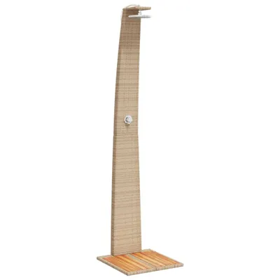Produktbild von Gartendusche Beige 55x60x224 cm Poly Rattan und Akazienholz