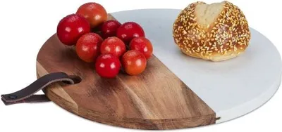 Obrázek produktu pro Kulaté prkénko ze dřeva a mramoru