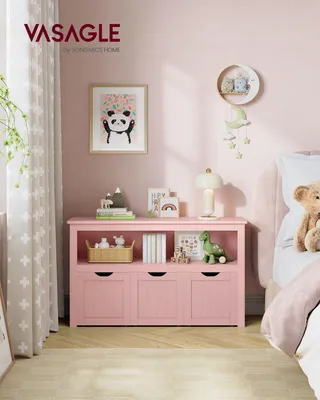 Produktbild von VASAGLE Spielzeugregal mit Rollen, Aufbewahrungsschrank, 30 x 102 x 60 cm, rosa