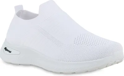 Produktbild von VAN HILL Damen Slip Ons Sportschuhe Sportliche Strick Profil-Sohle Schuhe 841703, Farbe: Weiß, Größe: 39