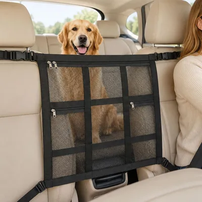 Immagine prodotto di Divisorio universale per cani da auto, con sacche portaoggetti