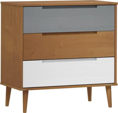 Obrázok produktu pre vidaXL Zásuvková skrinka MOLDE Brown 80x40x80 cm Masívne borovicové drevo