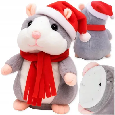Produktbild von Sprechender Hamster mit Weihnachtsmütze und Schal interaktives Plüschtier ab 3 Jahren