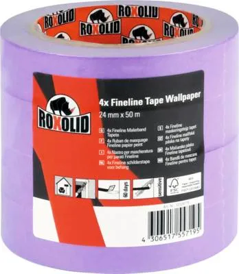 Produktbild von ROXOLID Profipack Fineline Tape Tapete 24 mm x 50 m 4 Stück