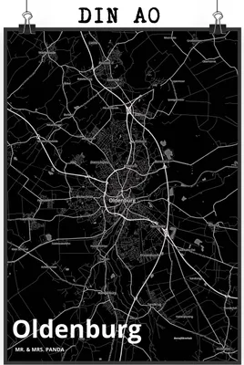 Produktbild von Mr. & Mrs. Panda Bild Oldenburg DIN A0 - Geschenk, drucke, Plakat, Stadt, Dorf Karte Landkarte Map Stadtplan, wanddeko, Wandbild, Wanddekoration