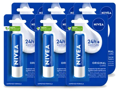 Productafbeelding van 6 x Nivea Lippenbalsem Original - Voordeelverpakking - 6 stuks