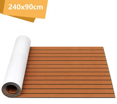 Obrázek produktu pro Podlahová rohož Ikodm, protiskluzová, pro palubu, koberec, teak, pěna EVA, samolepicí, podlahová rohož pro jachty, hnědá, 240x90 cm