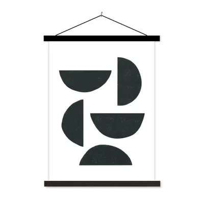 Produktbild von MuchoWow® Textilposter Geometrische Figuren - Abstrakt - Schwarz 90x120 cm mit schwarzem Rahmen - Dekoration