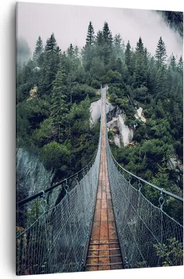 Produktbild von Bild auf Leinwand - Leinwandbild - Einteilig - Ausgesetzt Brücke Wald - 70x100cm - Wand Bild - Wanddeko - Wandbilder - Leinwanddruck - Wanddekoration - Leinwand bilder - Wandbild - PA70x100-5189