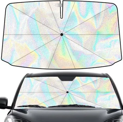 Image de Pare-soleil pour voiture 140 x 80 cm, protection UV, parasol pliable