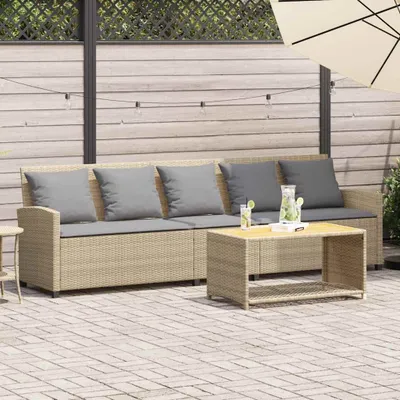 Obrázok produktu pre Maison Exclusive - Záhradná pohovka 5-miestna s vankúšmi Béžová Poly ratan