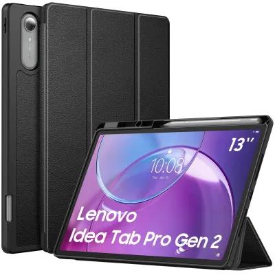 Produktbild von Fintie Hülle für Lenovo Idea Tab Pro Gen 2 13 Zoll 2026 (TB390FU)- Ultradünne Soft TPU Rückseite Abdeckung Schutzhülle mit Stifthalter und Auto Schlaf/Wach Funktion, Schwarz