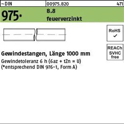Produktbild von Reyher Gewindestangen DIN 975 8.8 U M8 feuerverzinkt Gew.-tol. 6h tZn (1)