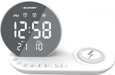 Image de Blaupunkt Radio-réveil CR85WH Charge Bluetooth, FM, USB, Qi, blanc