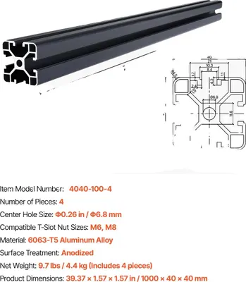 Immagine prodotto di Guida lineare, struttura in alluminio resistente, versatile per diversi progetti, 600 mm