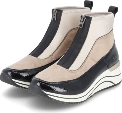 Produktbild von Remonte Damen sportliche Stiefeletten Schwarz-Beige Textil-Synthetik vegan Größe: 43