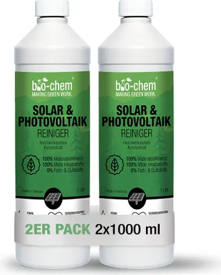 Produktbild von bio-chem Solar- und PV Photovoltaik-Reiniger – 2x 1000 ml Konzentrat - bis zu 1:20 verdünnbar - Tiefenwirksam und materialschonend - DE