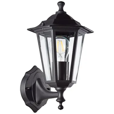 Produktbild von Außen Wandlampe, 31x17x22cm, E27, max. 60W, IP44, Metall/Glas, schwarz