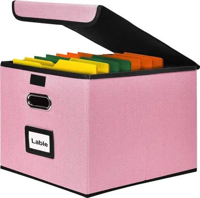 Image de Boîte de rangement pliable en tissu, 38 x 32 x 27,5 cm, rose, 1 pièce