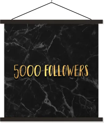 Produktbild von MuchoWow® Textilposter Soziale Medien - Instagram - Gold - Marmor 120x120 cm mit schwarzem Rahmen - Aufhängungsset