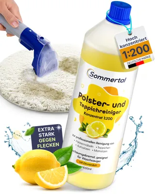 Produktbild von Sommertal Polster- und Teppichreiniger, 1L Profi Konzentrat, für über 40 Waschvorgänge, geeignet für Sofa, Polster, Auto Sitze, Teppich