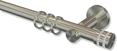 Produktbild von Interdeco Gardinenstange, Vorhangstange Edelstahl-Optik Modell Platon Estana, 20 mm Ø 1-läufig, 220 cm