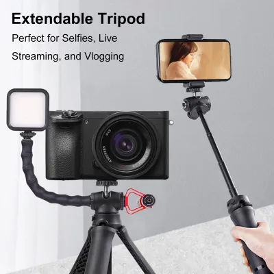 Image de Trépied pour appareil photo télescopique et pliable à 4 sections, rotule à 360 degrés, perche à selfie avec fixation magnétique, compatible avec l'Insta360 Ace Pro/Ace Pro 2