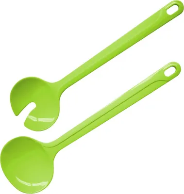 Produktbild von Fackelmann Salatbesteck TROPICAL, Salatgabel und -löffel aus Kunststoff, Vorlegebesteck mit ergonomisch geformtem Griff (Farbe: Grün)