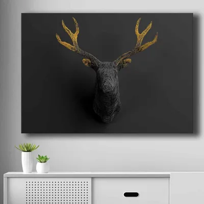 Obrázok produktu pre Wallity, 70100NISC-024, Dekoratívna maľba na plátne, 100 % plátno (hrúbka: 2,8 mm), zlatá, 70 x 100 cm