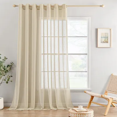 Obrázok produktu pre Elzusha – Tkaninová záclona s okami – 300 x 245 cm – Béžová