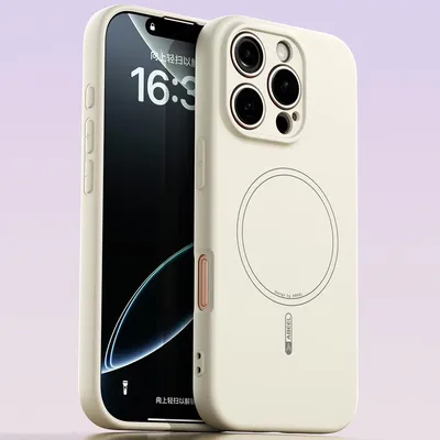 Obrázek produktu pro Magnetické pouzdro pro iPhone 16 Pro, kompatibilní s MagSafe, tekutý silikon, nárazuvzdorné a odolné proti poškrábání Béžová