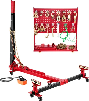 Image de Extracteur de cadre de carrosserie & redresseur VEVOR, équipement de réparation de carrosserie sous tension 6t avec pompe hydraulique à pied 6000 PSI & colonne pivotante, y compris 16 outils de redressage, pour les garages automobiles