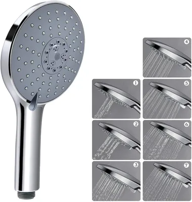 Imagen del producto de Cabezal de ducha de 152 mm, con 7 tipos de chorro, cromado, para ducha